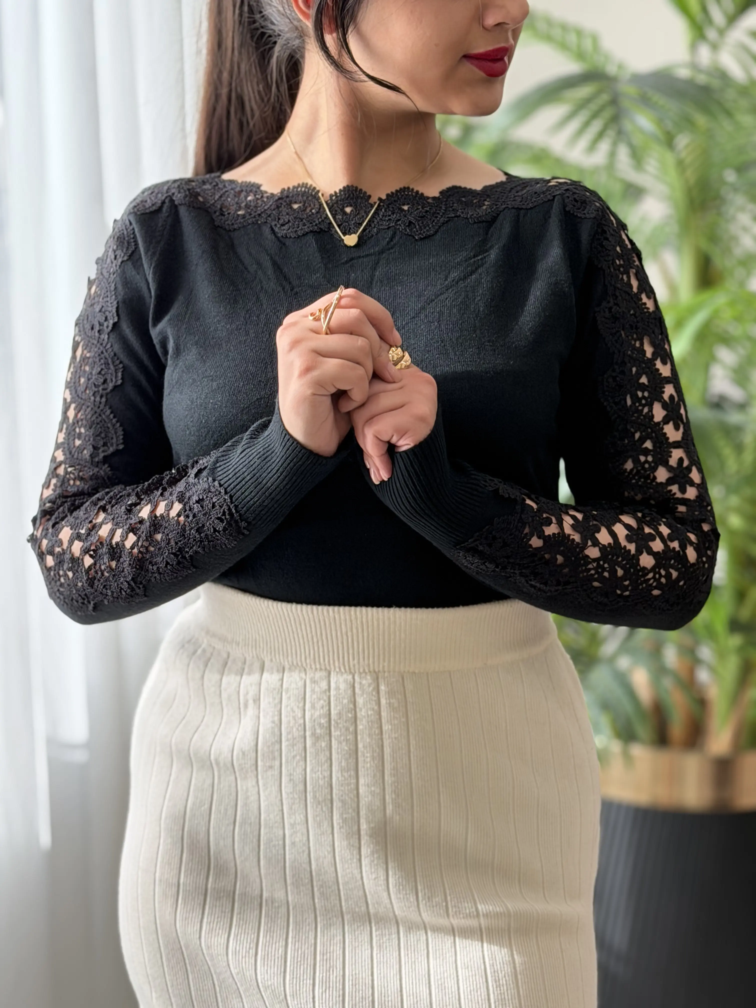 بافت آستین دانتل کد2309